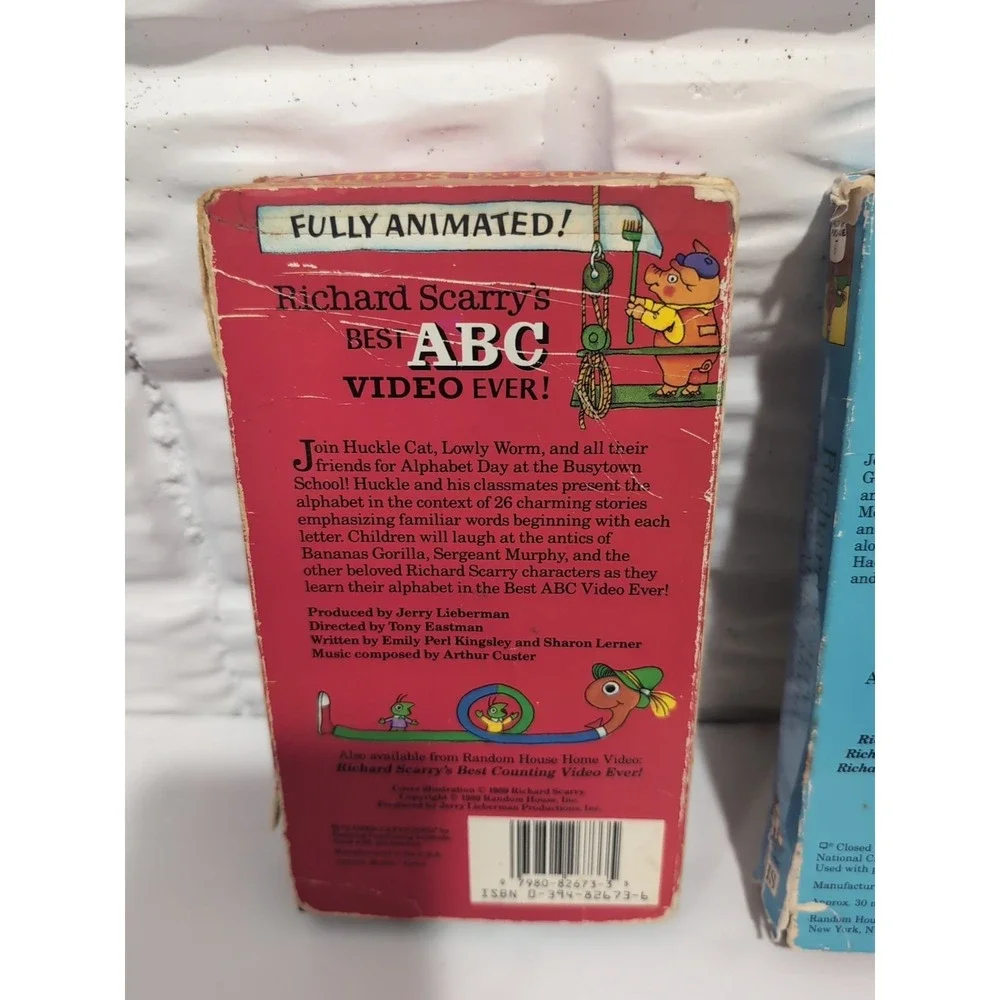 Richard Scarry 3 VHS Lot Best Learning Songs, Best ABC, Best Mother Goose